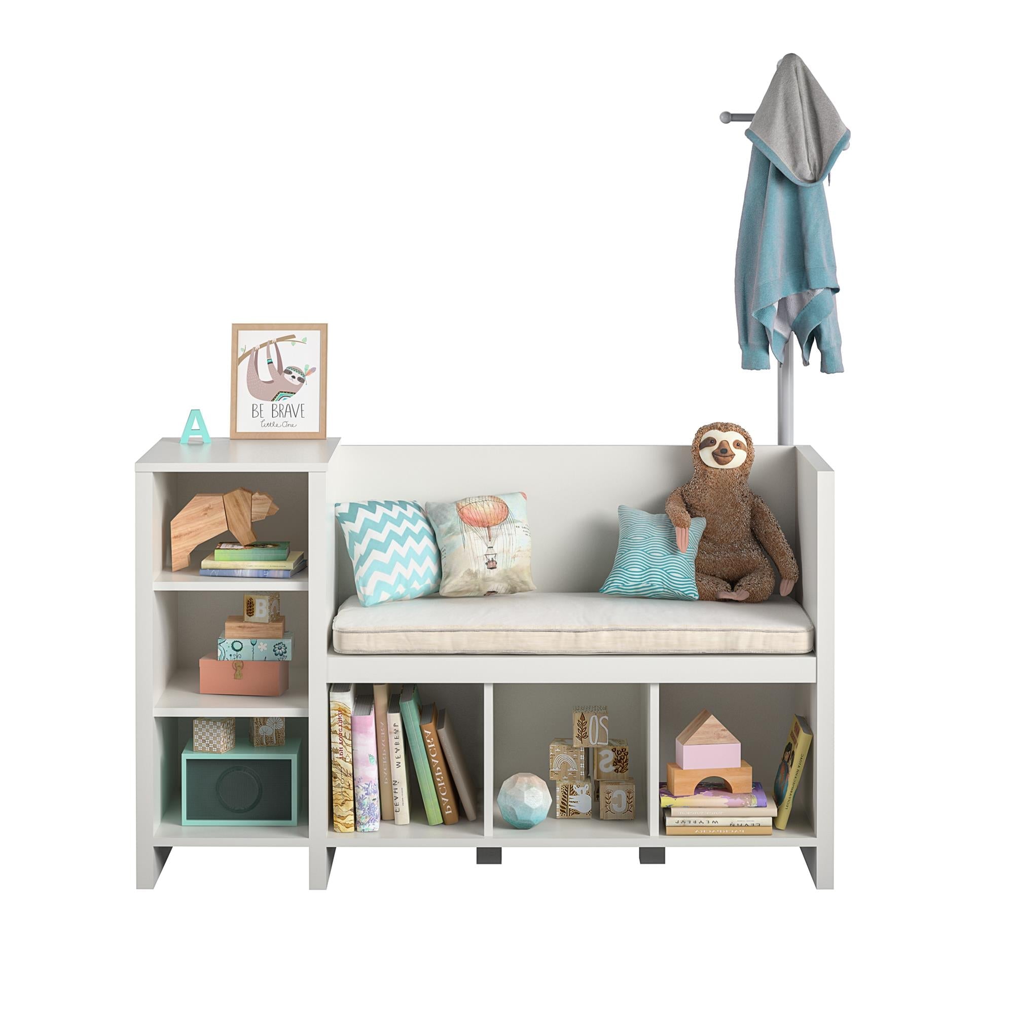 Jocelyn Storage Bench and Coat Rack with 6 Shelves