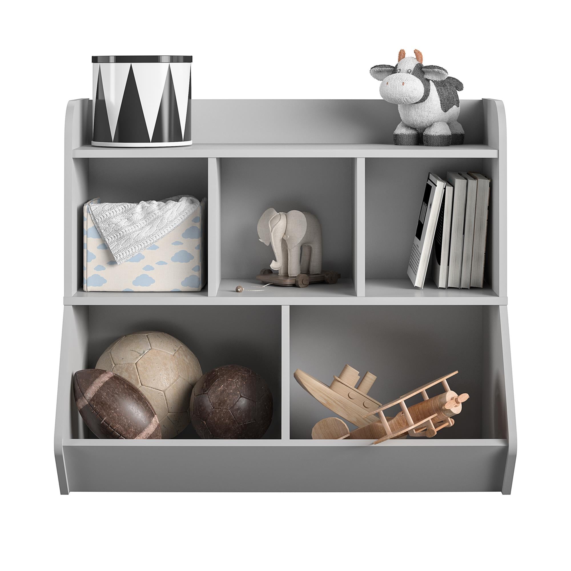 Jocelyn Storage Bookcase and Toy Box with 5 Open Compartments