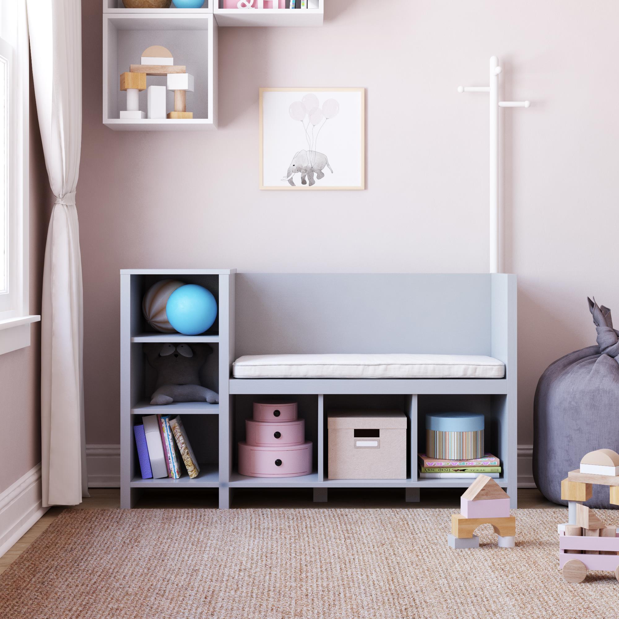 Jocelyn Storage Bench and Coat Rack with 6 Shelves