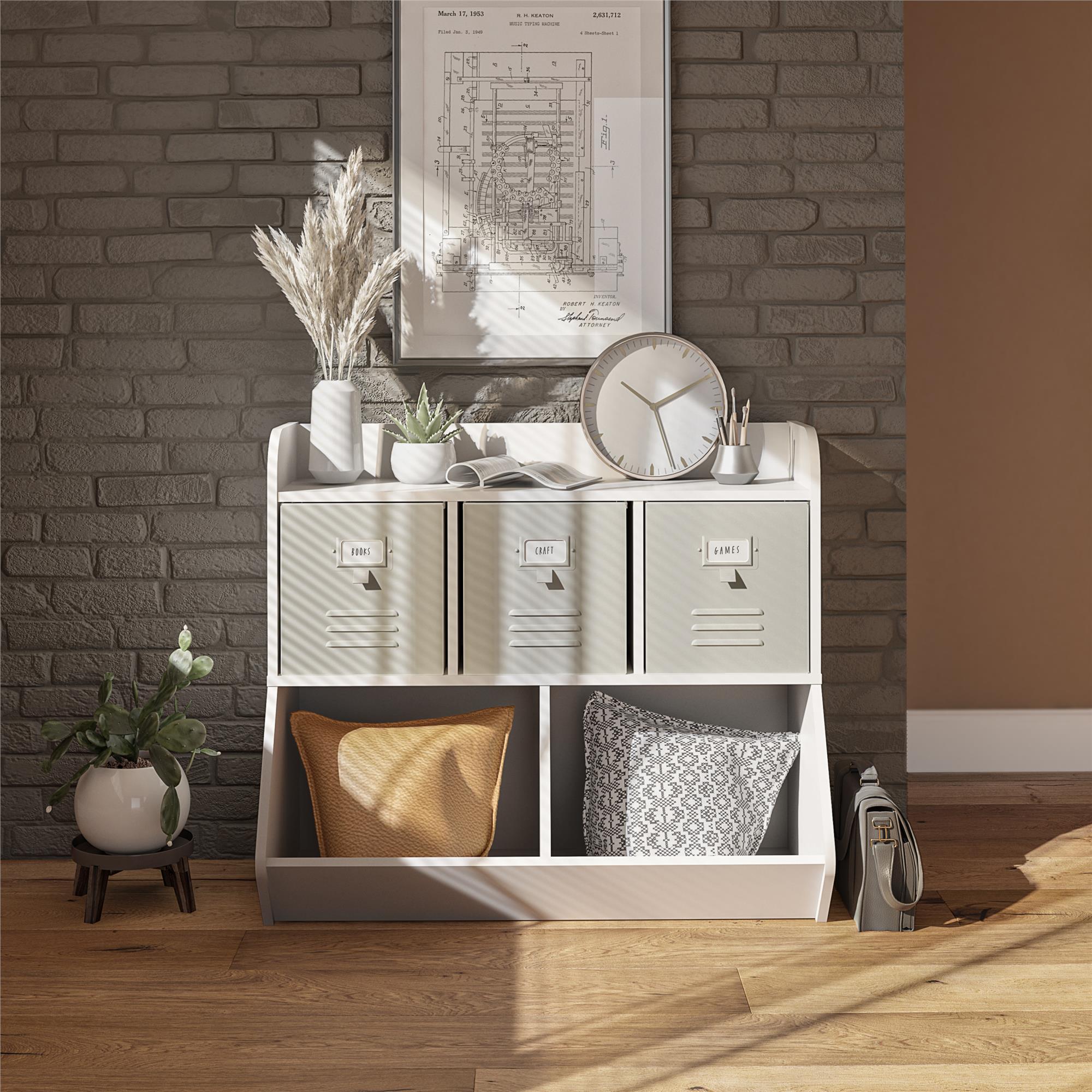 Jocelyn Storage Bookcase and Toy Box with 5 Open Compartments